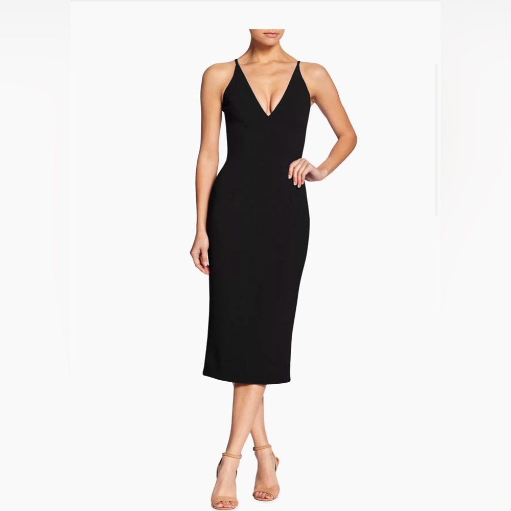 Dress the Population Elegant Black Midi Dress, size M